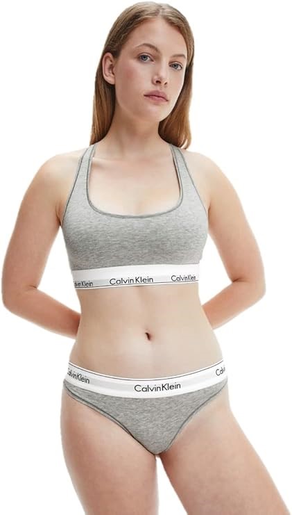 CALVIN KLEIN Women's Modern Cotton Unlined Bralette, Size S, Grey Heather,