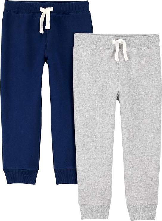 2pk x SIMPLE JOYS BY CARTER'S Boys Pull on Fleece Pants, Size 12M, Grey Hea