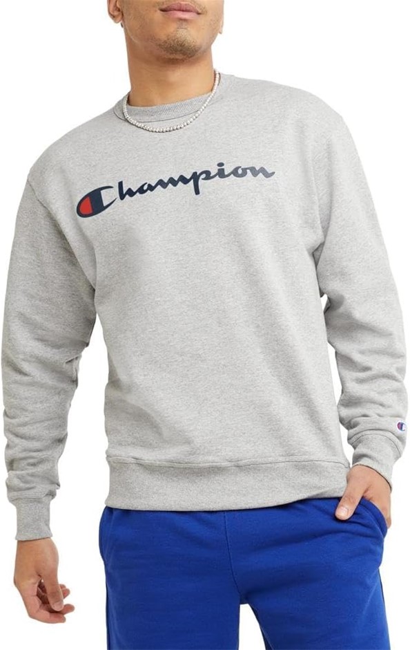CHAMPION Men's Powerblend Fleece Crewneck Sweatshirt, Size L, Oxford Gray S