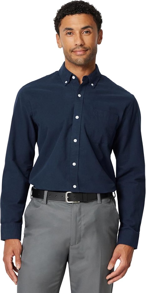 AMAZON ESSENTIALS Men's Regular-Fit LS Oxford Shirt, Size 2XL, Navy, AE1812