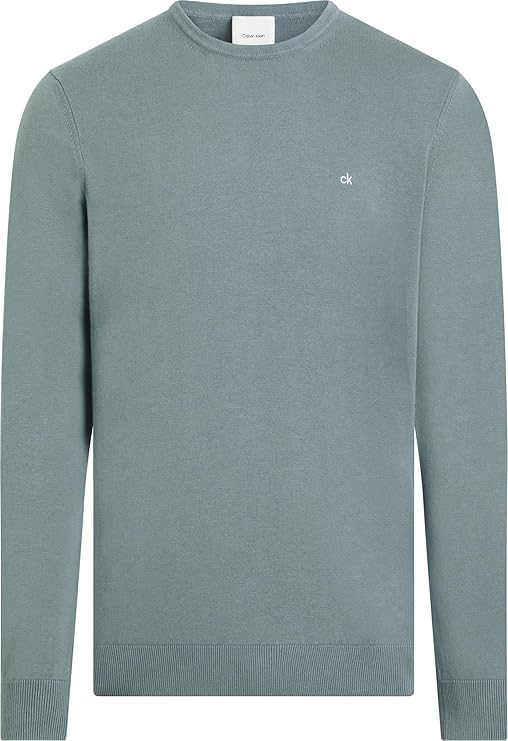 CALVIN KLEIN Men's Cotton Silk Blend Cn Sweater, Size M, Goblin Blue, K10K1