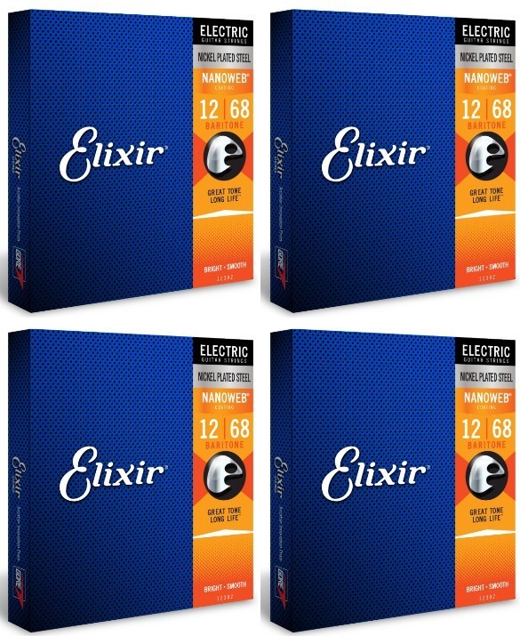 4 x Elixir Strings, Electric Guitar Strings, Nickel Plated Steel with NANOW