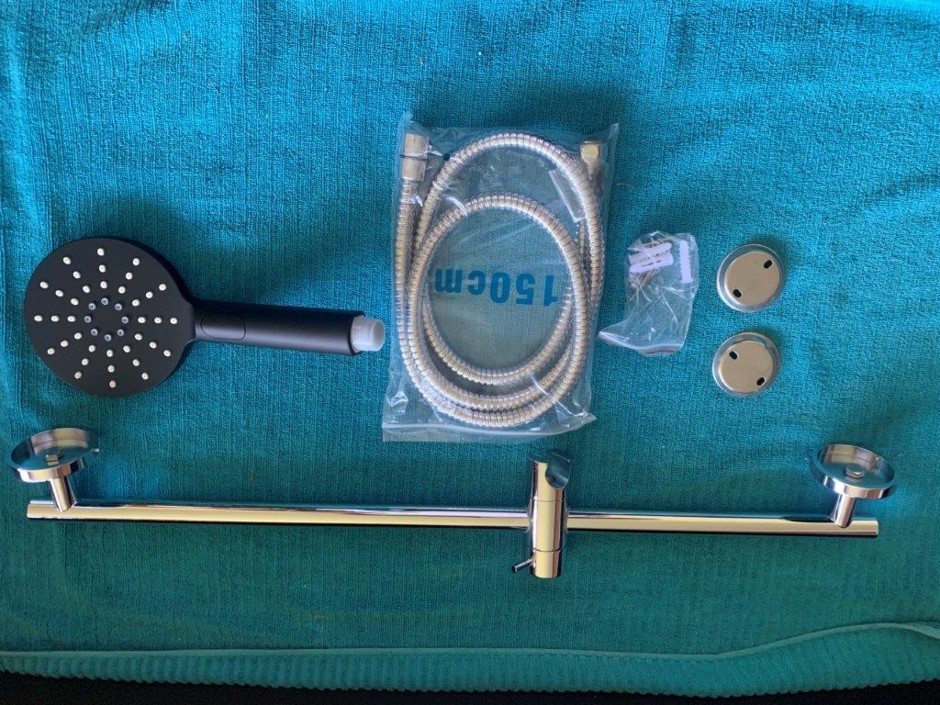 1 x Multitude Shower Rail with Black Hand Held (Unused)