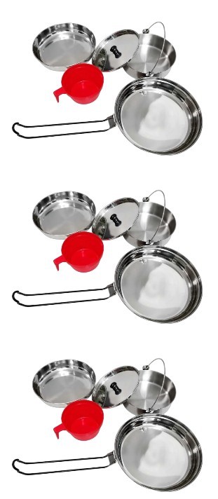 Stainless Steel 1 Person Mess Kit, ideal for picnics, camping and trekking.