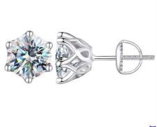 2.0ctw GRA Moissanite white Brilliant Cut 925 Sterling Silver Earring