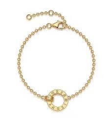 GRA Moissanite white 925 Sterling Silver Gold Vermeil Bracelet-18.5cm
