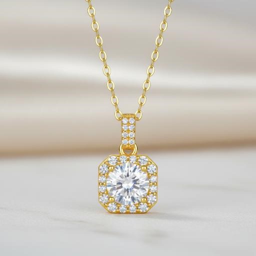 1.0ct GRA Moissanite white Brilliant Cut 925 Sterling Silver Pendant