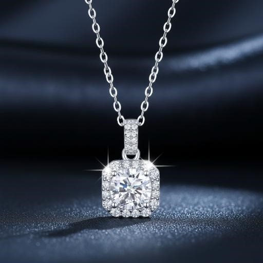 1.0ct GRA Moissanite white Brilliant Cut 925 Sterling Silver Pendant