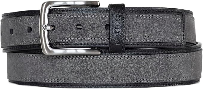 NAUTICA Classic Mens Casual Belt Genuine Leather, Grey, 34 Inches