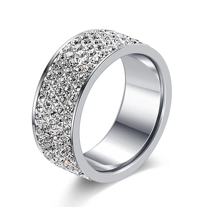 Stunning Stainless Steel Simulated Diamond Band Ring - US Size 6