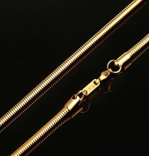 Classic 1mm Stainless Steel Snake Chain Necklace - 18 Inches (Yellow)