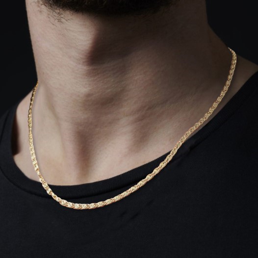 Classic 3mm Stainless Steel Snail Chain Necklace - 50cm (yellow)