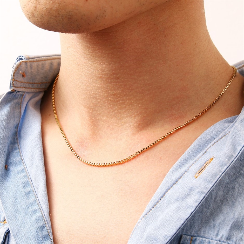 Classic 2mm Stainless Steel Box Chain Necklace - 50cm (yellow)