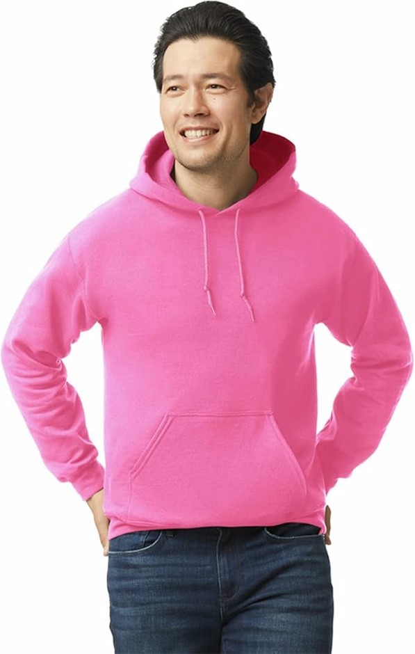 GILDAN Unisex Fleece Hoodie Sweatshirt, Size Multipack, Large, Safety Pink,