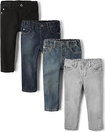 4 pack x THE CHILDREN'S PLACE Baby Boy's Stretch Skinny Jeans, Size 4T, Bla