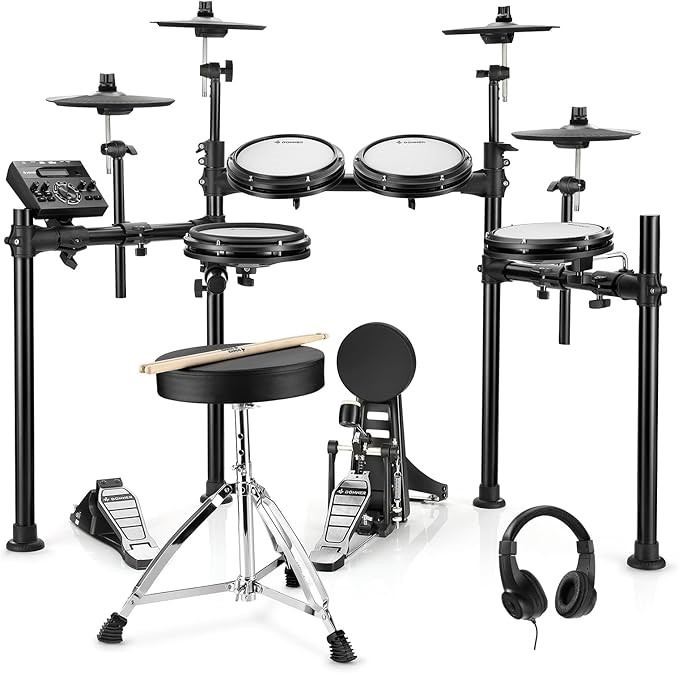 Donner DED200 E Drum Set, E Drums with Quiet Mesh Drum Pads. (5 Pads, 4 Cym