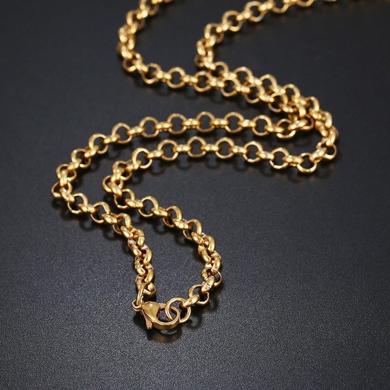 Stainless Steel 5mm Belcher Necklace in Yellow - 50cm