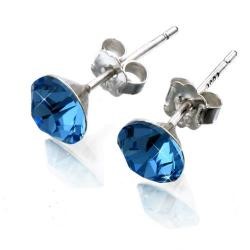 Solid 925 Sterling Silver DECEMBER Birthstone Earrings - Blue