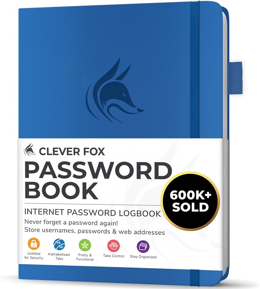 Clever Fox Password Book with tabs. Internet Address and Password Organizer