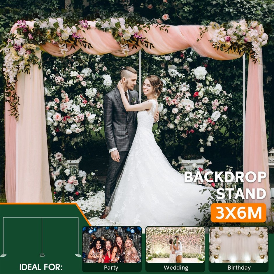 3x6m White Galvanised Steel Wedding Party Backdrop Stand Photo Balloon