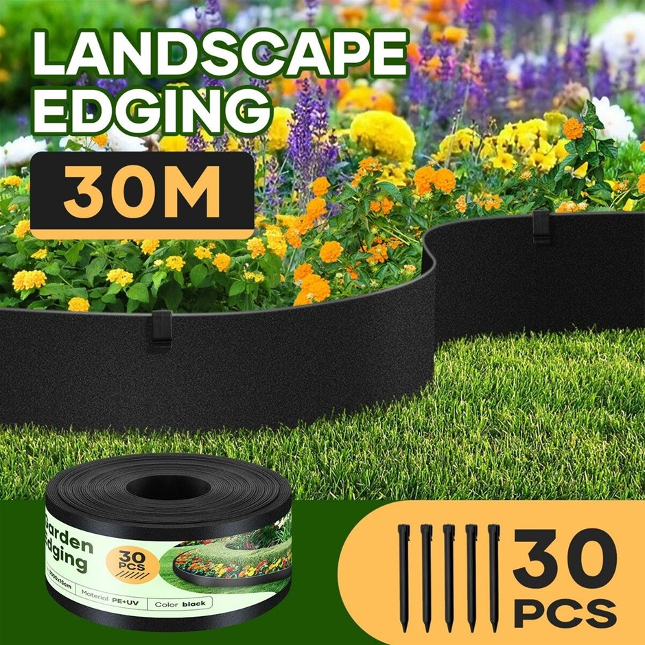 30mx15cm Flexible Landscape Garden Edging Lawn Border Plastic Roll Kit