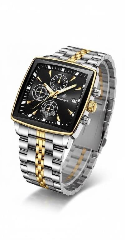 POEDAGAR Executive Luxury Square Case Design Men's Watch with Premium Gift