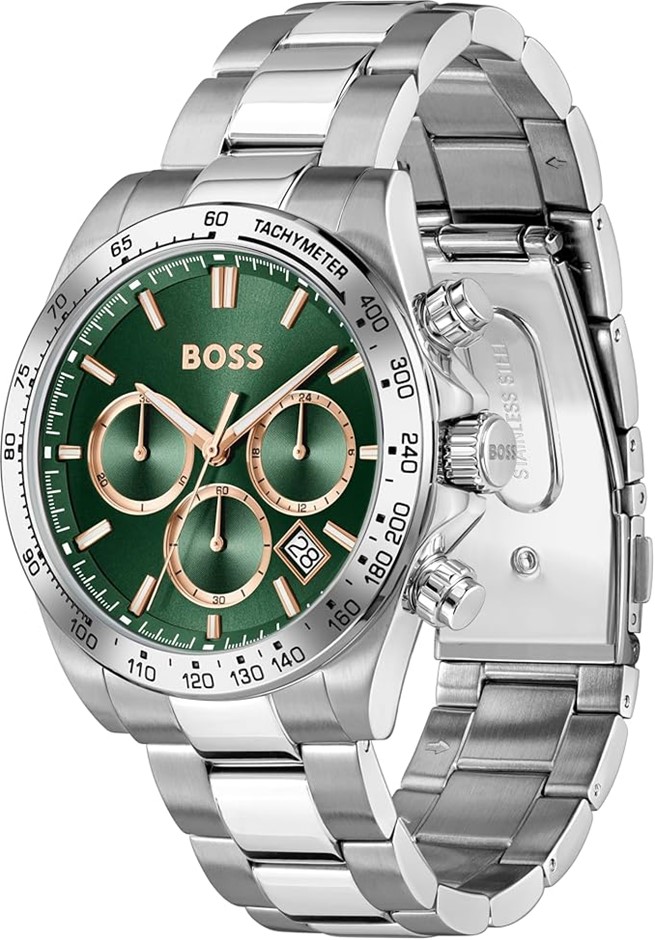 BOSS by Hugo Boss Stainless Steel Green Dial Chronograph Men's Watch - 1514