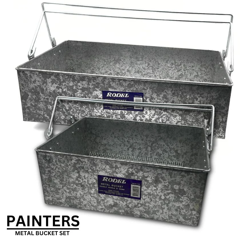 Double Handle small & large galvanised metal paint buckets w/ mesh