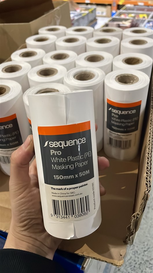 (Box of 24 Rolls) Sequence Pro White Painters Plastic Masking Paper