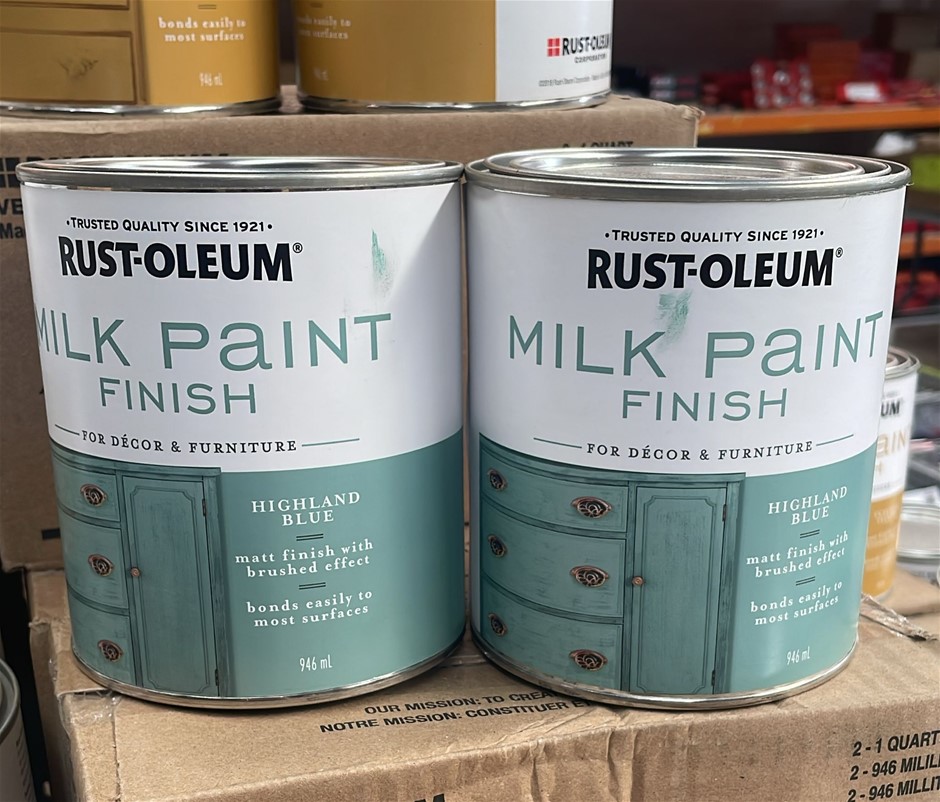 (2 Tins) Rust-Oleum Milk Paint Finish 946ml each tin - Highland Blue