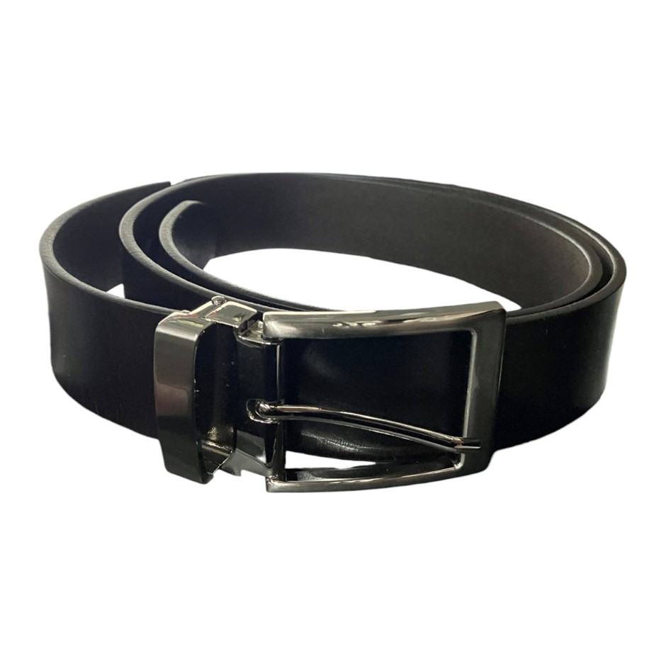 BUCKLE Men's Solid Hide Leather Belt, Size 92cm (36"), Genuine Leather, Dar