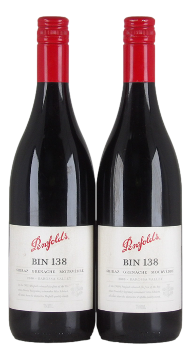 Penfolds Bin 138 2006 (2x 750mL), SA.