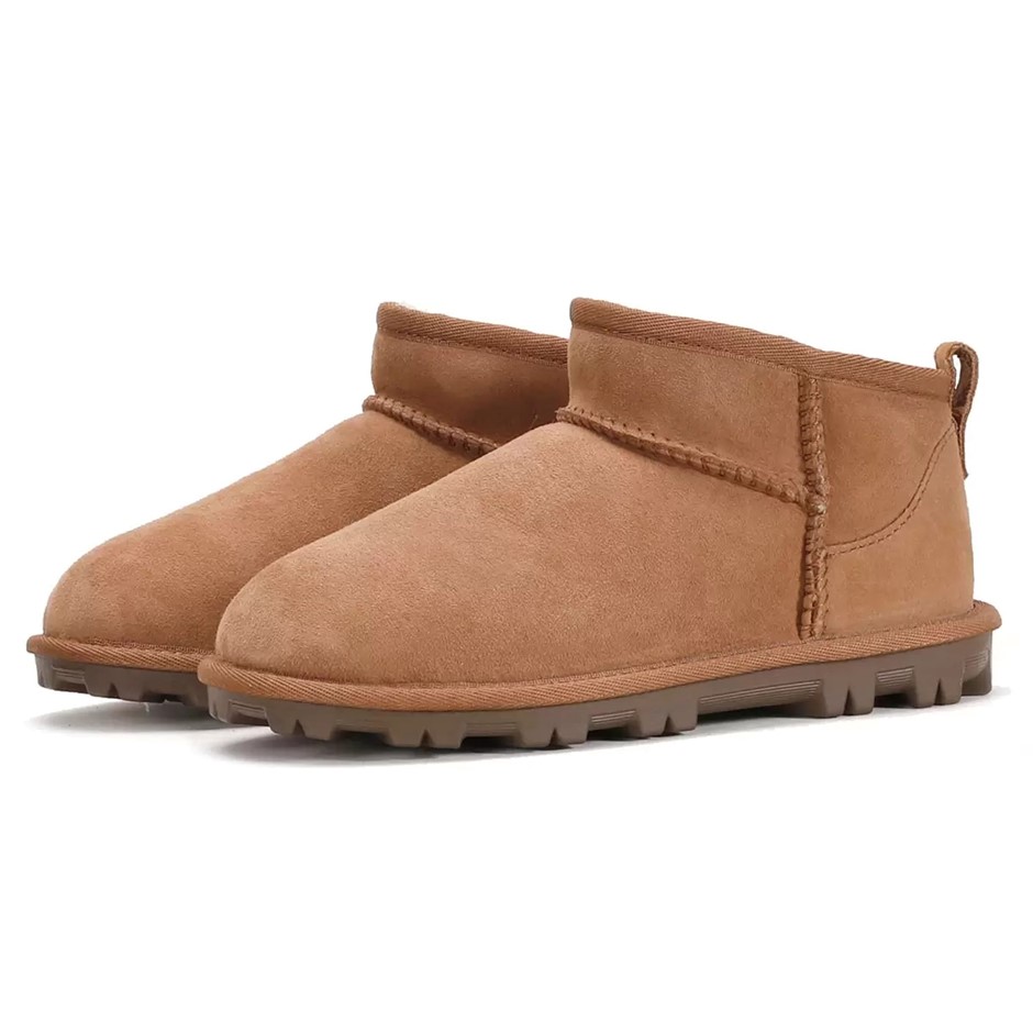 SIGNATURE Kids' Shearling Boots, Size US1, Chestnut.