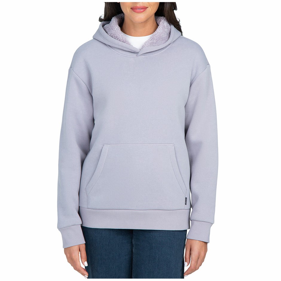 REALTREE Women's Sherpa-Lined Hoodie, Size L, Mineral Grey.