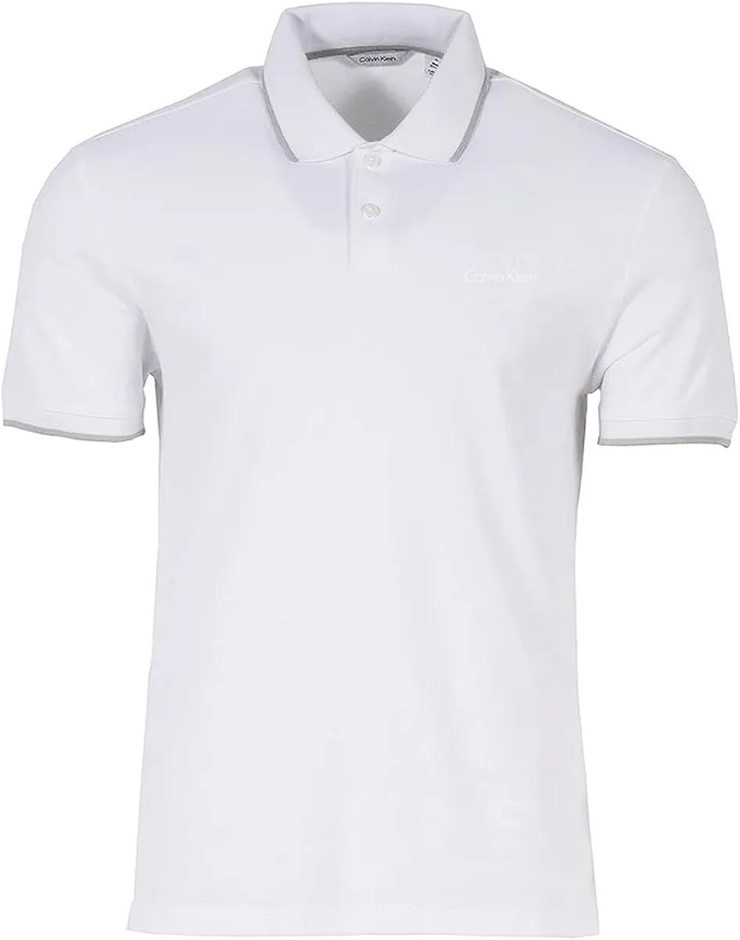 CALVIN KLEIN Men's Polo, Size L, 97% Cotton, White (540), 40FC261. NB: fain