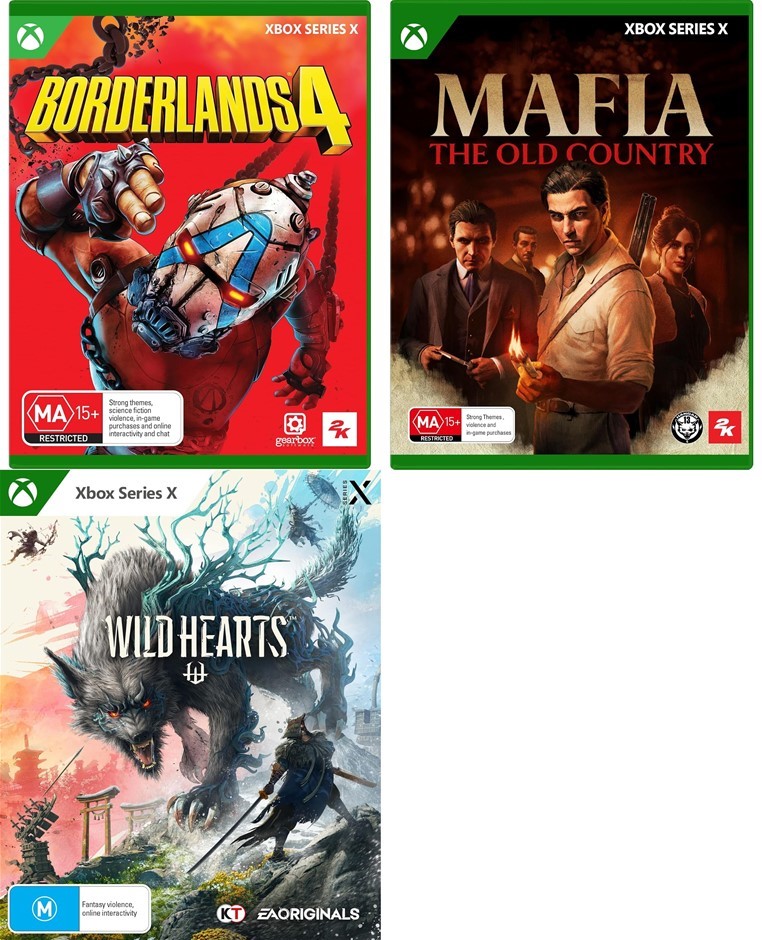 3 x XBOX SERIES X GAMES: Borderlands 4, Mafia: The Old Country, Wild Hearts