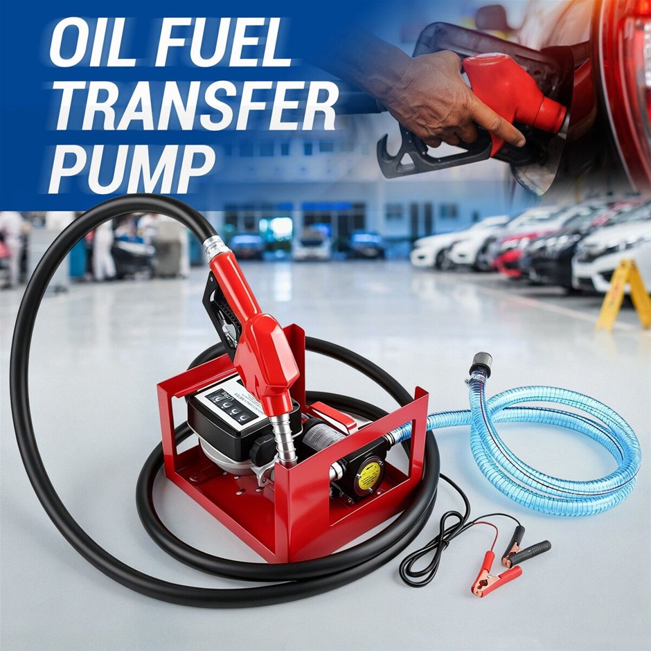 12V 10GPM Portable Diesel & Kerosene Fuel Transfer Pump Auto Stop Nozzle