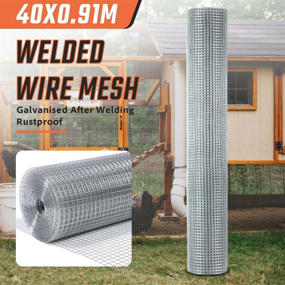 40x0.91m Galvanised Welded Wire Mesh Fence Roll Poultry Garden Cloth