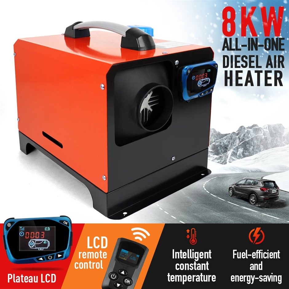 Orange 12V 8KW Diesel Parking Heater All-in-One LCD Remote with Fuel Tank