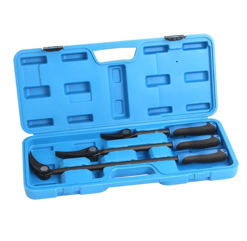 3pc Indexable Pry Bar Set 8", 12", 16" – HSS Steel, 11 Position Heads