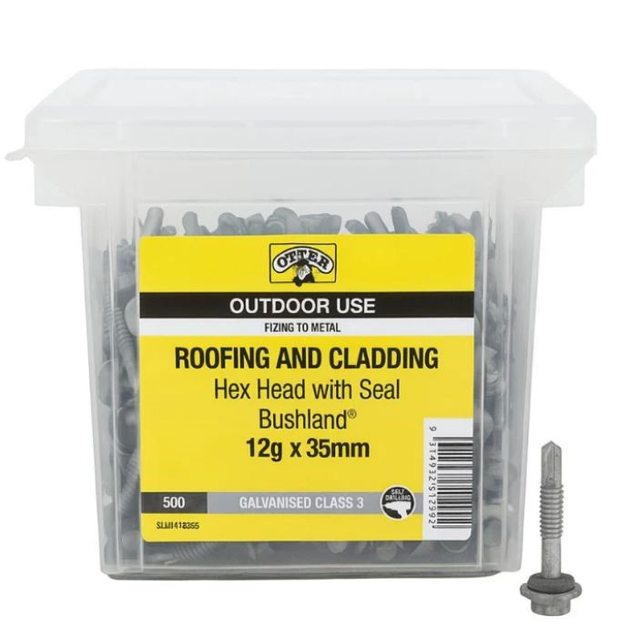 Otter Roofing & Cladding Screws Hex Head with Seal Bushland 12g x 35mm