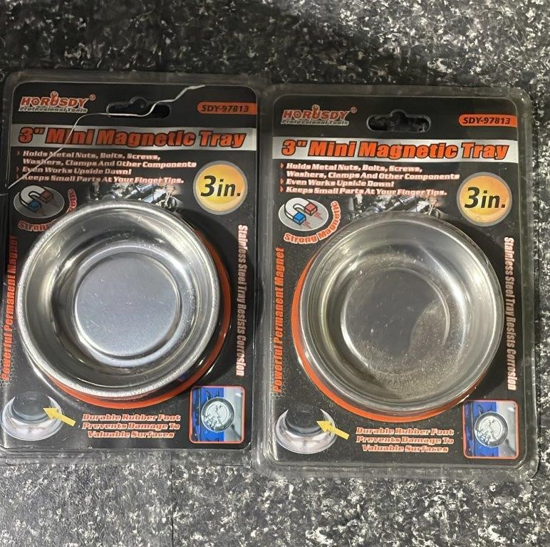 2pack Magnetic Parts Bowl Trays 3" Stainless Steel Parts Tray Bowl Round