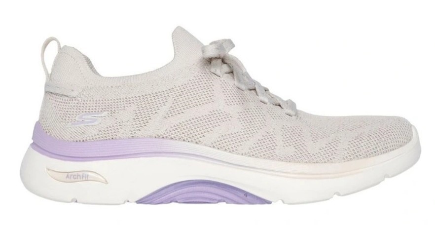 Skechers Women's Gowalk Arch Fit Sneaker, Bel - Natural/Purple, US 9