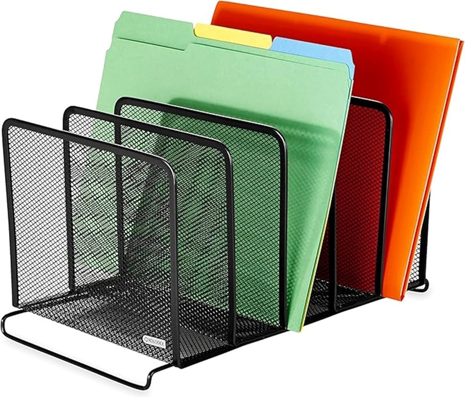 ROLODEX Sanford Mesh Collection Stacking Sorter, 5-Section, Black (22141).