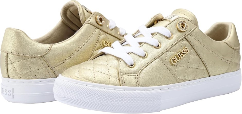 GUESS Women's Loven Sneaker, Gold, 5.5 US