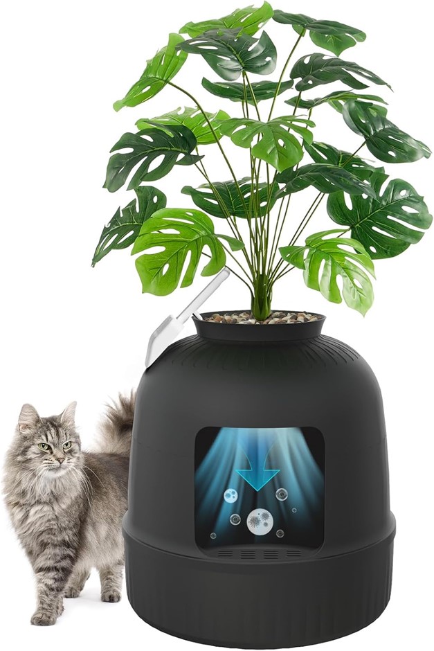 LIFEWIT Litter Box Cat with Faux Plant & Scoop.