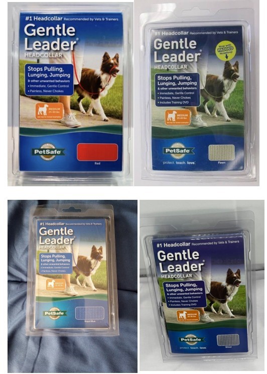 6 ASSORTED PETSAFE GENTLE LEADER HEAD COLLAR MEDIUM: 2x Red, 2x Fawn, 1x Si