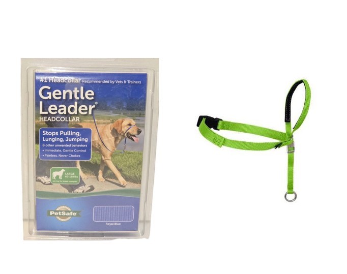 5 ASSORTED PETSAFE GENTLE LEADER HEAD COLLAR LARGE: 3x Blue & 2x Green.