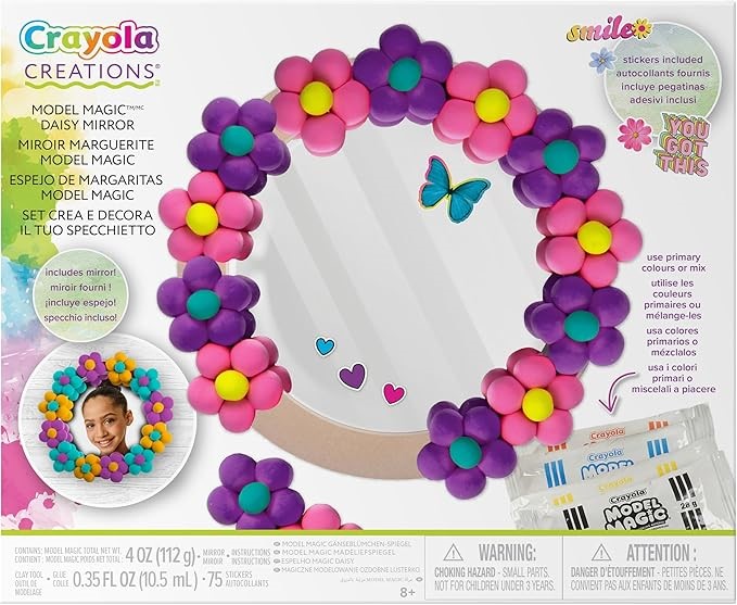 3 X CRAYOLA Creations Model Magic Daisy Mirror Craft Kit.