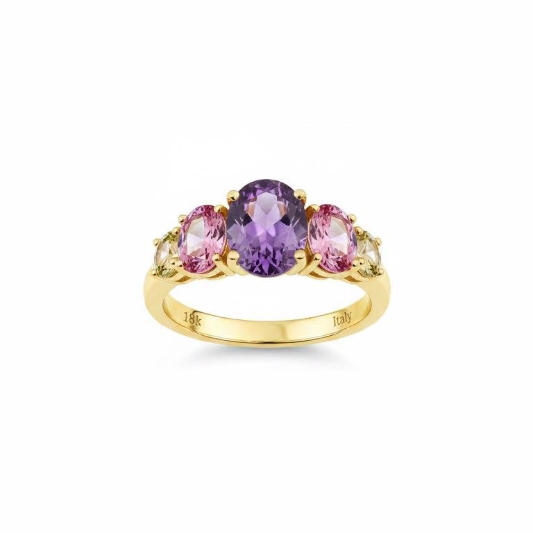 18K/Italy 3.0ctw Oval Cut Yellow Gold Filled RingWarranty Quality-7US